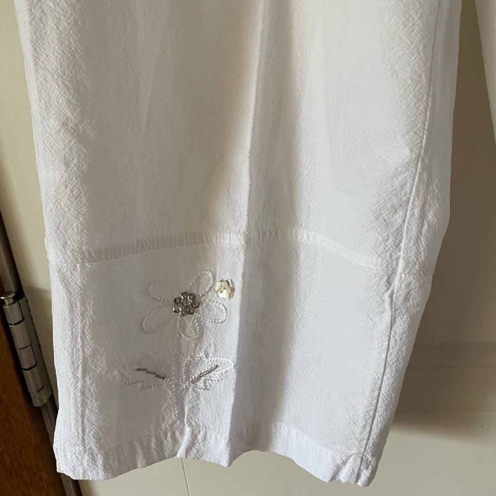 NWOT - Jane Ashley Sequined & Embroidered Crop Pant Set - Size Lg - White - Picture 7 of 13